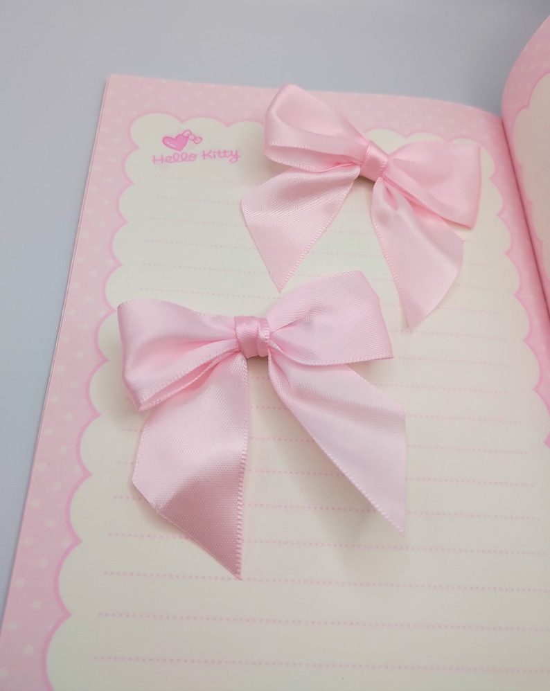 Satin bow hair clip 2 piece set, coquette, pastel pink image 8