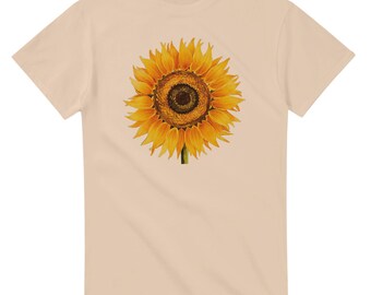 Sunflower Art Print T-shirt: Heavyweight Cotton Crewneck