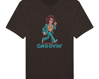 Cool Disco Dude from the 1970s funk era. Classic Unisex Crewneck retro T-shirt. Relive the 1970s funk and soul music era.