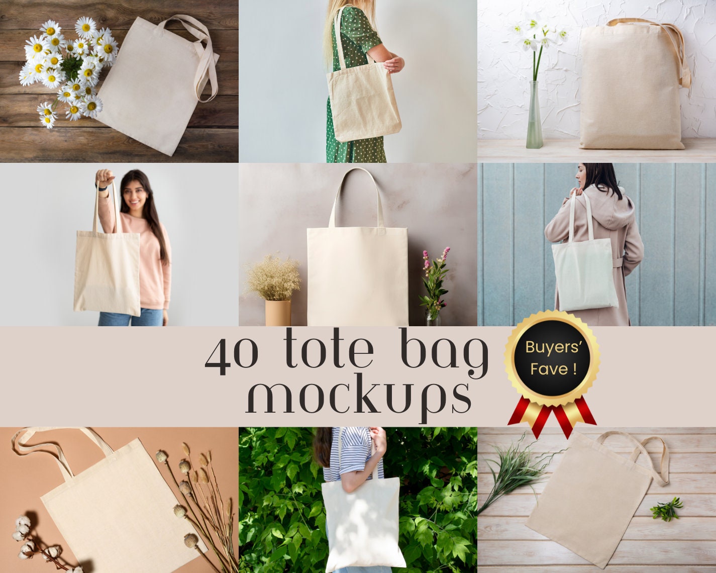 Blank Canvas Tote Bag Design Mockup With Hand Handmade Shopping
