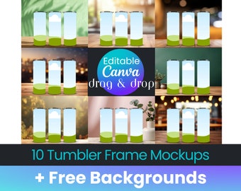 Maqueta de vaso de 20 oz: Marco inteligente de Canva, arrastrar y soltar (x10)