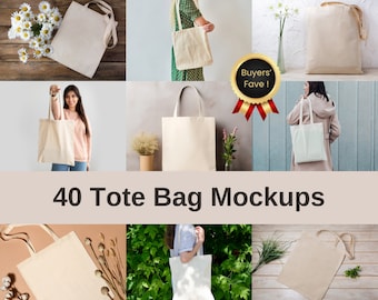 40 Tote Bag Mockups Bundle, AOP Tote Bag Mockups, Canvas Bag Mockups, Natural Shopping Bag Mockups, Print On Demand Mockup, Canva Mockup