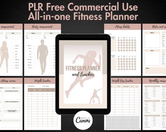 Planificador de ejercicios imprimible: Seguimiento de pérdida de peso y hábitos (uso comercial PLR)