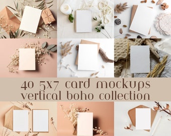 Maquetas de tarjetas bohemias: Invitación de 5x7, reserva la fecha (descarga digital)