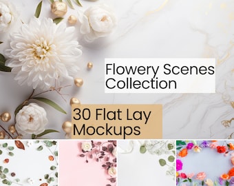 Paquete de maquetas florales planas: maquetas de bodas y productos (descarga digital)