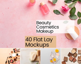 Maqueta de belleza en formato plano: Fondos para cosméticos y cuidado de la piel (40 archivos digitales JPEG)