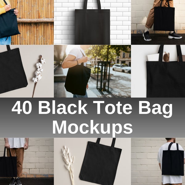 Black Tote Bag Mockup Pack, Black Shopping Bag Mockup, AOP Tote Bag Mockup, Black Canvas Bag Mockup, Print On Demand Mockup, Black Canva Bag