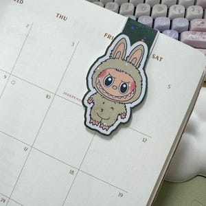 Kawaii Labuubu Magnetic Bookmark, Cute Doll bookmark, Book Lover, Holographic bookmark, Magnetic Bookmark