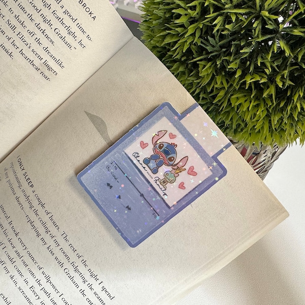 Stitch Magnetic Bookmark, Ohana means family, Kawaii Bookmarks, Blue Alien Bookmark, Cute Bookmark, Unique bookmark, Playlist bookmark