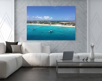 Seaside Coastal Boat Canvas Wall Art Home Decor Original Photography Prints Ocean Shore Turqiouse Clear Water