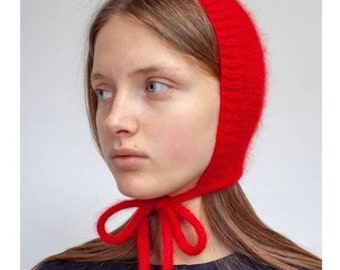 Gorro de corbata de punto a mano, gorro cálido de invierno rojo, gorro de pasamontañas de ganchillo, gorro tejido a mano, gorro hecho a mano, gorro unisex, pasamontañas hecho a mano