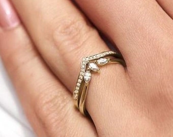 V Ring Set, Stacking Ring, Chevron Ring, Minimalist Ring, Wedding Band, Geometric Ring, Ring Set, Gift for Her, Dainty Ring, Thumb Ring