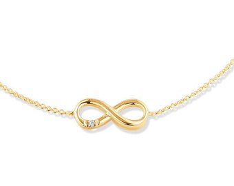 14k Solid Gold Infinity Bracelet / Infinity Symbol Jewelry / Friendship Infinity Charm Bracelet / Eternity Anniversary Gift / Love Bracelet