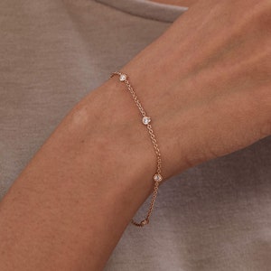 Diamond Cluster Bracelet in 14k Solid Gold Diamond Clover Bracelet / Diamond Infinity Bracelet / Layering Bracelet / Black Friday Sale image 1
