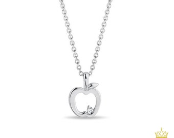 14Kt Gold Diamond Apple Necklace, Natural  Diamond Pendant, Open Apple Diamond Necklace, Gift For Her, Mother Daughter Gift, Mother Day Sale