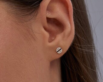 Diamond Stud Earrings / 14k Gold Illusion Setting Diamond Stud Earrings / Solitaire Stud Earrings / Real Diamond Stud Earrings |Gift For Her
