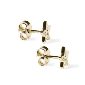 14k Solid Gold Diamond Star Stud Earrings Diamond Star Shaped Earrings Diamond Celestial Studs Star Earrings Gift for Women image 5