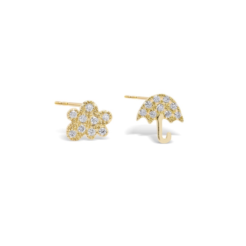 umbrella earrings, small umbrella, gold stud earrings, Natural earrings, gemstone earrings, dainty earrings, simple earrings, gift for girlfriend, earring gift, holiday gift, cute teacher gift, trendy earrings, back to school.