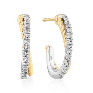 Diamond Hoop Earring / 14k Solid Huggie Earring / Real Diamond Tiny Hoop / Everyday Earring / 14k Gold Earring / Single or Pair