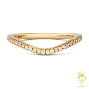 Diamond Wave Ring by Natural Diamond Minimalist, Dainty Chevron Ring, Minimalist Gemstone Stacking Ring, Birthday Gift, Mother Daughter Gift image 4