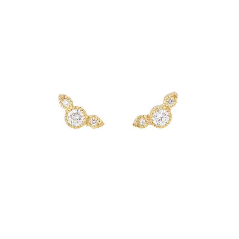 Diamond moon earring, stud earrings, crescent earrings, Cartilage earring, moon earrings, Diamond moon earring, Diamond mini earring, Diamond mini studs, 14k gold earrings, mini gold earring, Diamond studs, Birthday gift, diamond gift.