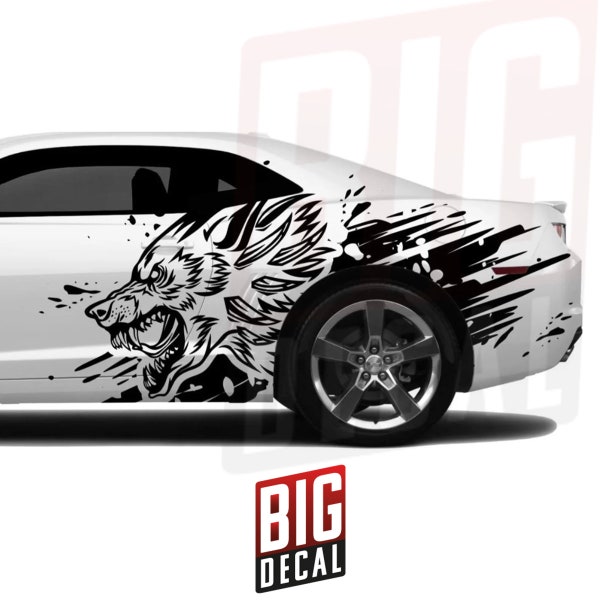 Includes Both Side - Wild wolf graphics, decals compatible with Charger - Challenger - Mustang