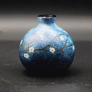 Okra glass ガラス製 香水瓶 桜模様 ブルー lessentiel-japon_cba01