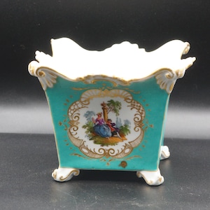 Antique ceramic jardiniere/cache pot by signed AR, late 19thC Helena Wolfsohn