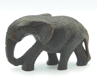 Vintage hand carved wooden elephant