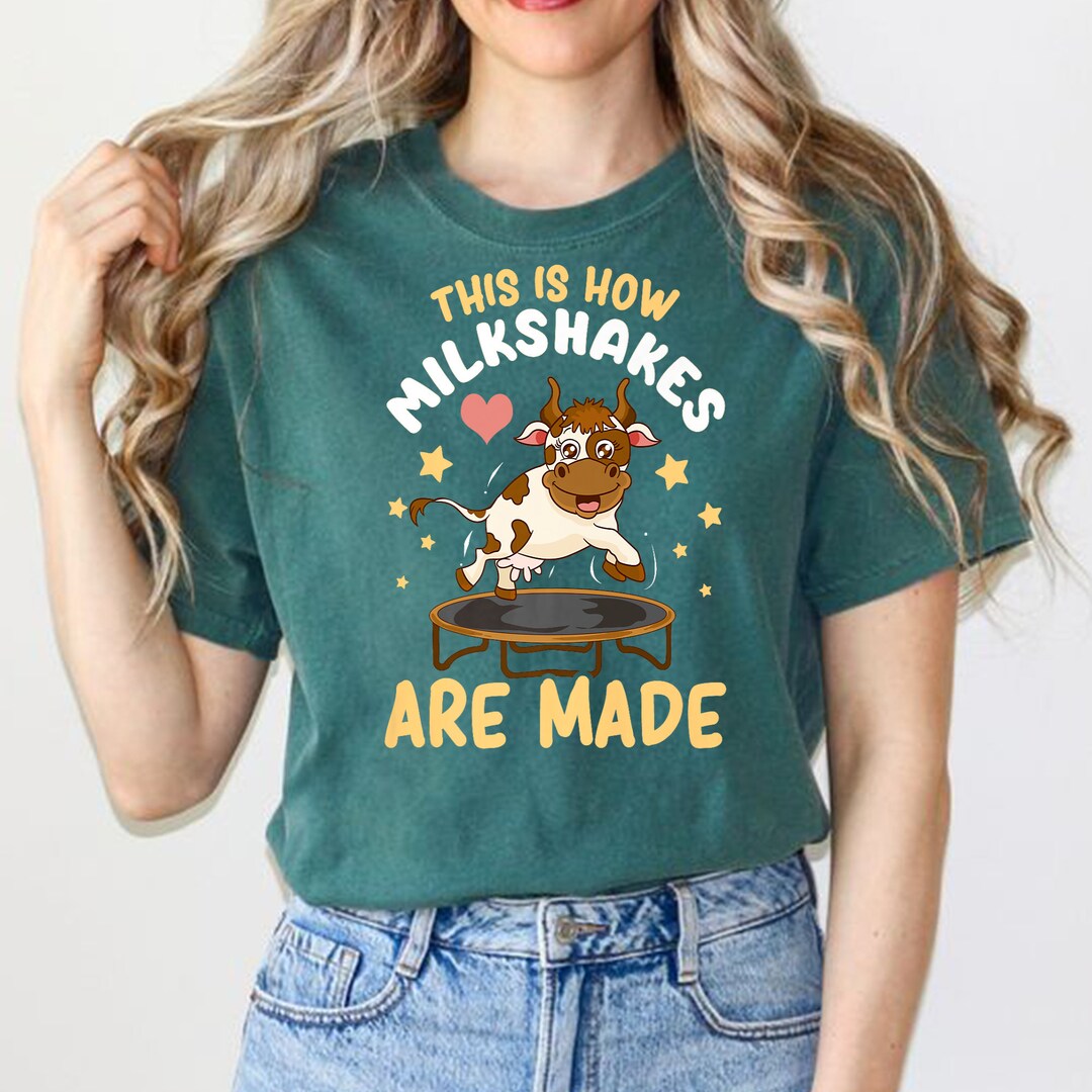 Cute Cow Jumping on a Trampoline Funny Pun Premium Tshirt1011 Etsy