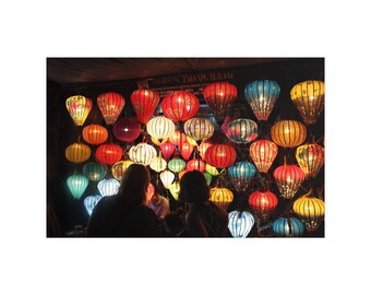 Looking at a Display of Lanterns at Night, Hoi An, Quang Nam, Vietnam