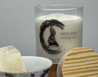 White Tea Scented Coconut/Soy Candle. USA Made, Coconut and soy blend, hand poured, white tea scented candle