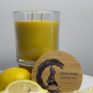 Lemon Scented Beeswax Candle. USA Made, hand poured, locally harvest beeswax