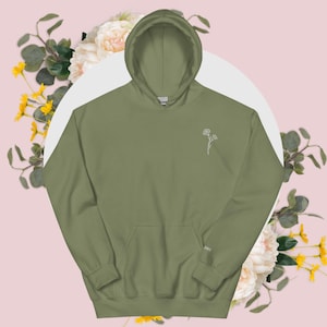 Custom Embroidered Birth Flower Hoodie, Birthday Gift, Flower Sweatshirt, Simple Hoodie