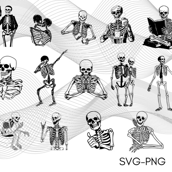 SKELETON SVG, Skeleton Svg Bundle, Skeleton Clipart, Halloween Svg Skeleton Cut Files, Skeleton Cricut, Skeleton Vector, Skeleton Silhouette