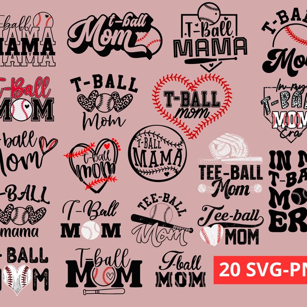 T-ball Mom Svg Bundle, baseball mom png, T ball Mama Svg Png, Tee-Ball Mom Svg Png Dxf Layered Digital Cricut Cut Files