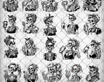 43 Skeleton Women Svg, Skeleton Svg Bundle, Halloween Svg Skeleton Cut Files, Skeleton Cricut, Skeleton Vector, Skeleton Silhouette, SVG PNG