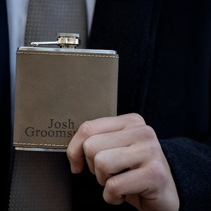 Engraved Leather Flask For Groomsmen,Personalized Flask for Men,Leather Hip Flask,Groomsmen Gifts,Groomsmen proposal,Gifts for Wedding Party image 10