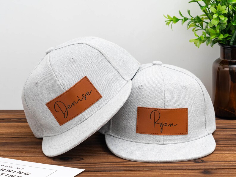 Chapeau personnalisé pour tout-petits, casquettes de baseball pour tout-petits, chapeau pour nourrissons, patch en cuir de chapeau de camionneur, chapeau de baseball pour enfants, chapeau signature, chapeau pour papa et fils image 1