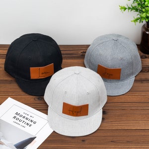 Gepersonaliseerde naam peuter hoed, peuter baseball caps, baby hoed, trucker hoed lederen patch, kinderen honkbal hoed, handtekening hoed, hoed voor vader en zoon afbeelding 7