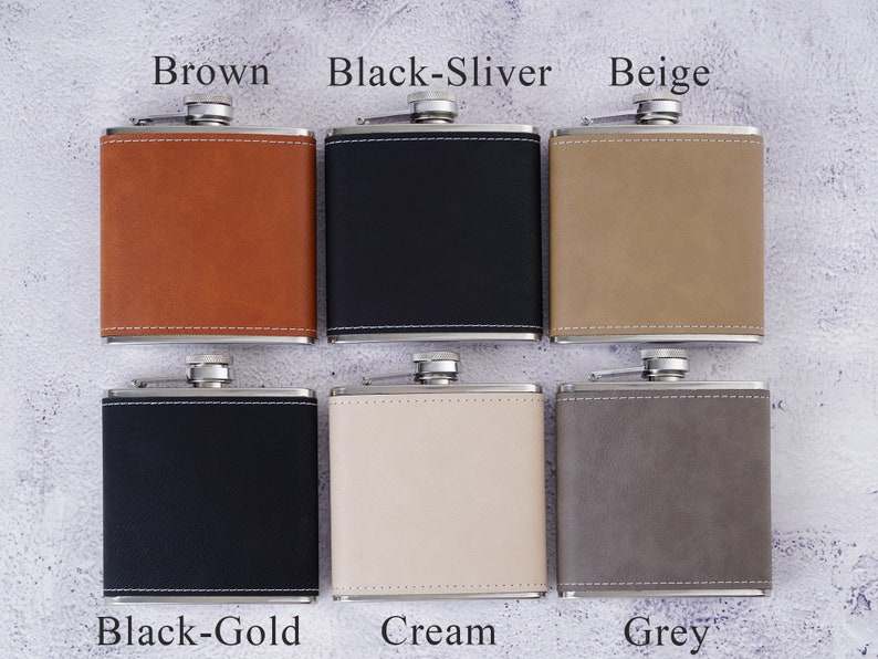 Engraved Leather Flask For Groomsmen,Personalized Flask for Men,Leather Hip Flask,Groomsmen Gifts,Groomsmen proposal,Gifts for Wedding Party image 8