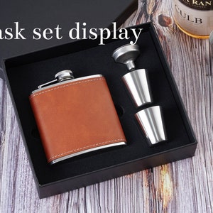 Engraved Leather Flask For Groomsmen,Personalized Flask for Men,Leather Hip Flask,Groomsmen Gifts,Groomsmen proposal,Gifts for Wedding Party image 9