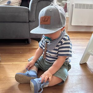 Gepersonaliseerde naam peuter hoed, peuter baseball caps, baby hoed, trucker hoed lederen patch, kinderen honkbal hoed, handtekening hoed, hoed voor vader en zoon afbeelding 3