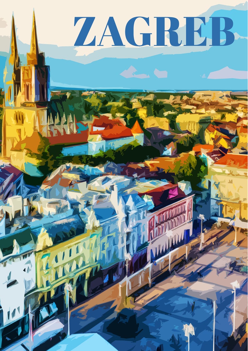 Zagreb Poster A3 Digital Download JPEG travel Wall Art Etsy