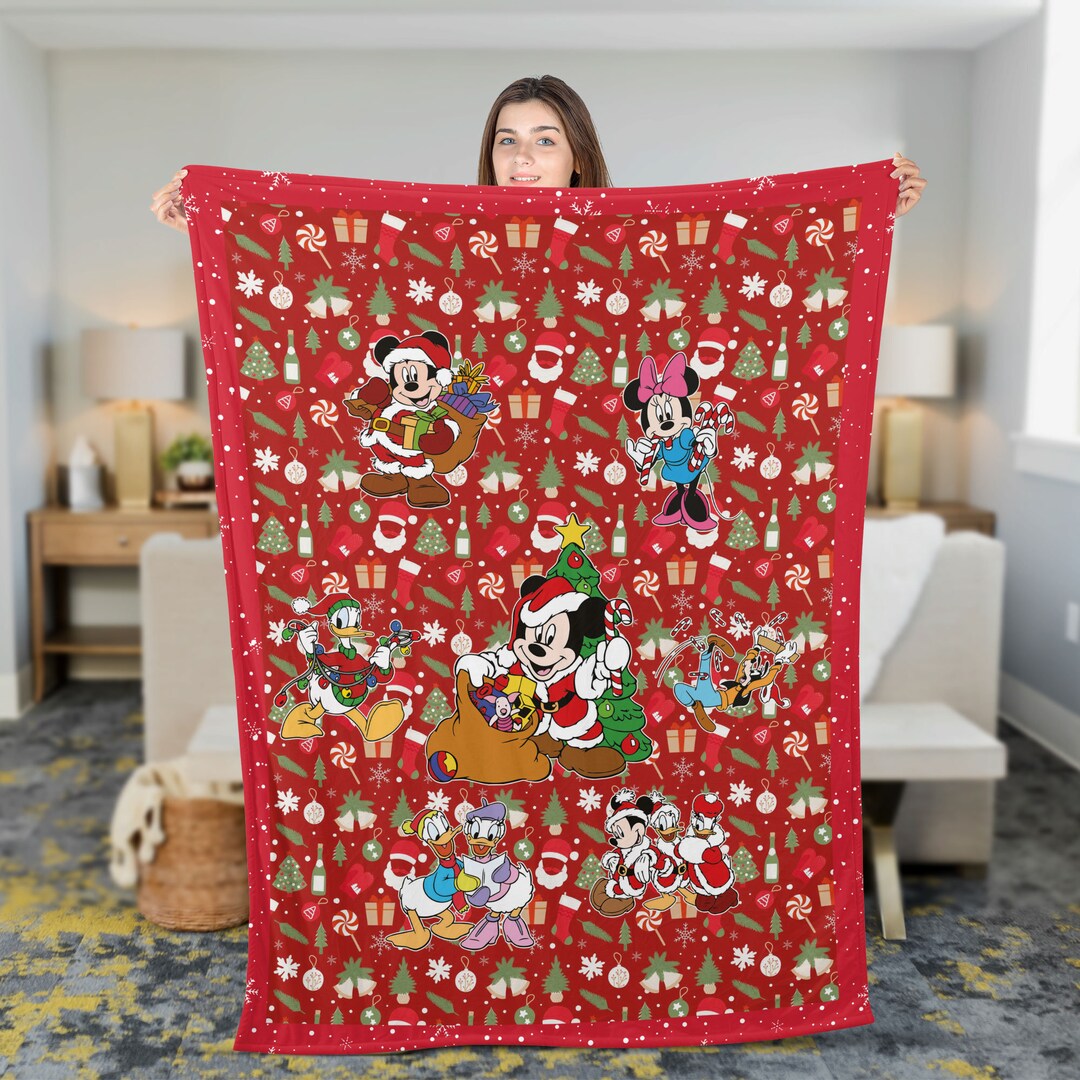 Disneyland Christmas Throw Blanket Disney Family Xmas Party Etsy