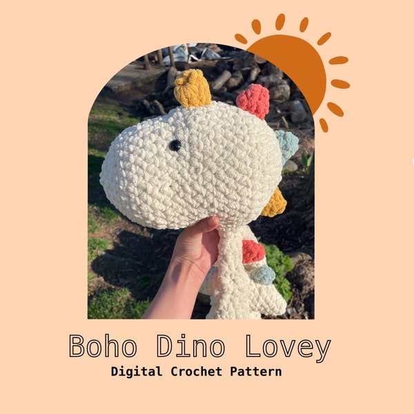 Dino Lovey Digital Crochet Pattern (Boho)