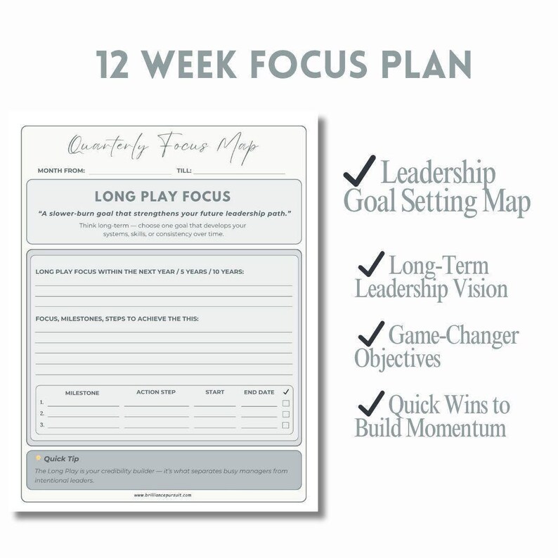 ADHD Brain Management System Digital Planning Tools Executive Productivity Framework Leadership Goal Setting Template Professional Focus Worksheet Men Quarterly Planning Guide Business Performance Tracker 12 Week System Template Strategic