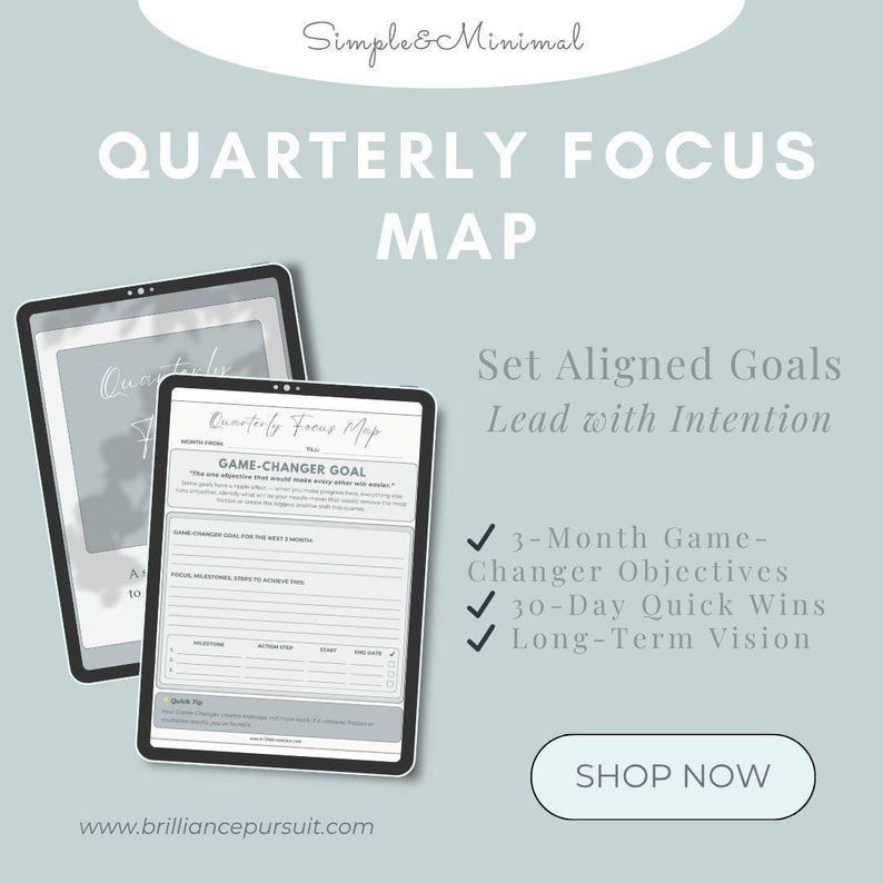 12 Week Year Task Tracker Digital Goal Planner Leadership Focus Worksheet Quarterly Planning Printable Men Executive Productivity Adhd Brain image 8