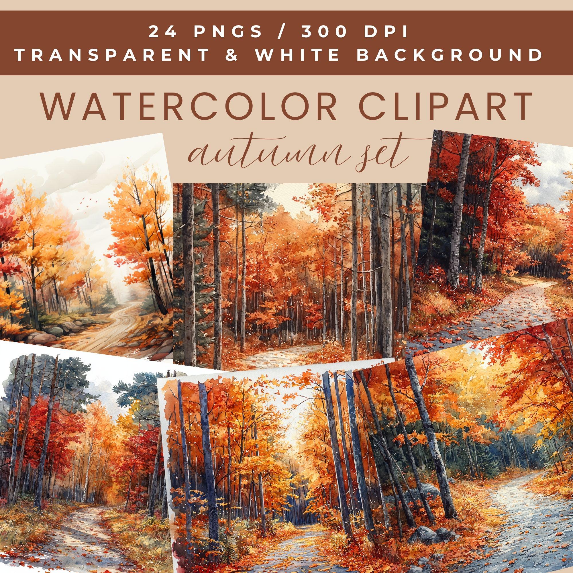 Watercolor Clipart SVG, Fall Autumn PNG Sticker Set Digital Download - Etsy
