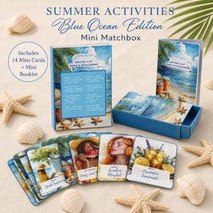 Mini Matchbox Junk Journal Kit, Summer Bucket List (Digital Download), Mini Card Set, Mini Folio